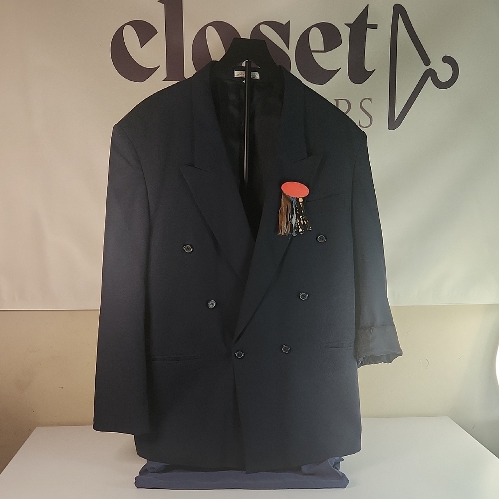 Elegant Double-Breasted Men's Blazer in Black